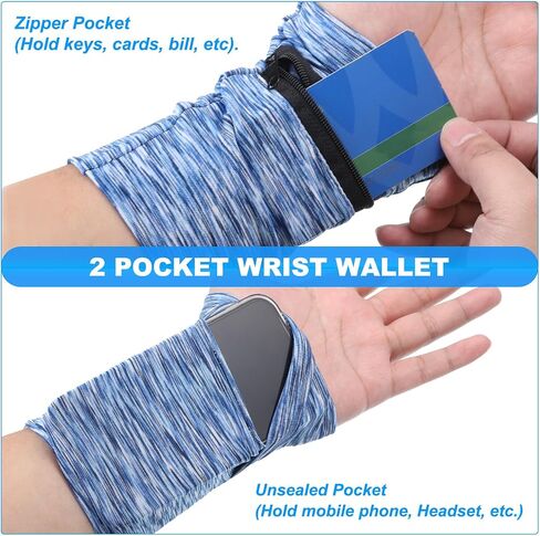 PATIKIL 6"x 4" Wrist Pouch, 2 Pcs Wrist Wallet Sports Wristband Wallet with Zipper Pocket for Running Jogging Hiking Cycling Yoga, Black in Saudi Arabia