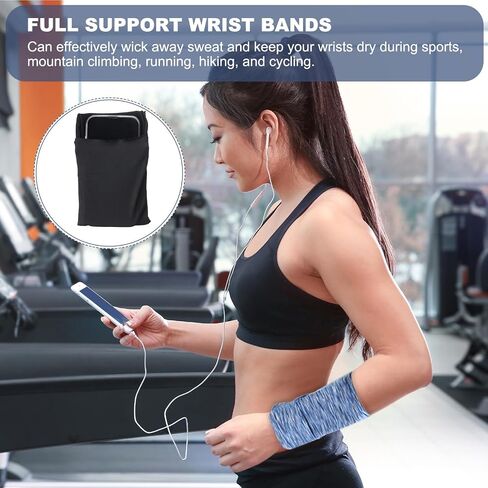 PATIKIL 6"x 4" Wrist Pouch, 2 Pcs Wrist Wallet Sports Wristband Wallet with Zipper Pocket for Running Jogging Hiking Cycling Yoga, Black in Saudi Arabia