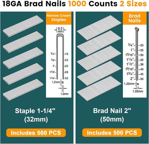 18 مسامير براد قياس، 3/4 بوصة 1000 عدد مسامير براد عالمية لجهاز تثبيت المسامير الكهربائي والهوائي in Kuwait