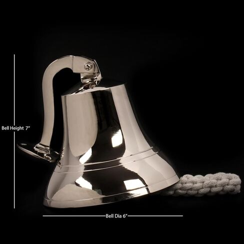 6" Solid Brass Wall Mounted Bell CHROME Nautical Home Decoration Ships Bell in Saudi Arabia