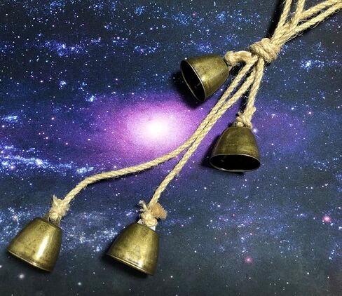 أجراس مزلقة مصنوعة يدويًا من حبل القنب، أجراس بقرة مزخرفة مع حبل معلق من الجوت، أجراس برونزية للباب الأمامي ديكور معلق in Kuwait