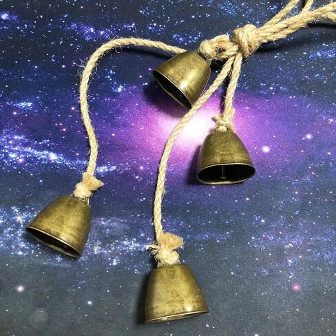 أجراس مزلقة مصنوعة يدويًا من حبل القنب، أجراس بقرة مزخرفة مع حبل معلق من الجوت، أجراس برونزية للباب الأمامي ديكور معلق in Kuwait