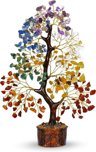 PYOR 7 Chakra Crystal Bonsai Tree, 10-12 inch, Red, Amethyst, Lapis, Carnelian, Clear Quartz, Yellow Aventurine, Green Aventurine, Silver Wire in Saudi Arabia
