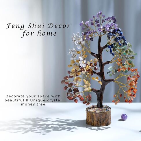 PYOR 7 Chakra Crystal Bonsai Tree, 10-12 inch, Red, Amethyst, Lapis, Carnelian, Clear Quartz, Yellow Aventurine, Green Aventurine, Silver Wire in Saudi Arabia