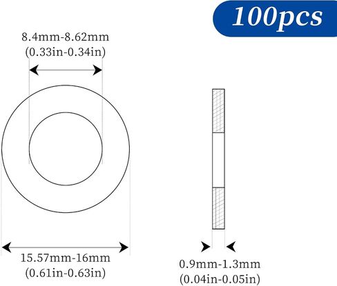 100 PCS Washer M8 Washer Stainless Washers Metric Flat Washers Fender Flat Washers Metal Flat Washer Bolts Washers General Use Flat Washers for Screws and Bolt in Saudi Arabia