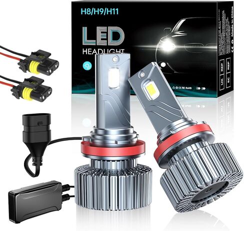 2 قطعة لمبة LED عالية الأداء H11/H8/H9 85 وات 30000LM 1000% سطوع عالي 6500K أبيض بارد مقاس 1:1 لا يتطلب وحدة فك ترميز مزدوجة مروحة توربو تبريد H11/H8/H9 لمبة بديلة لمصباح الضباب الهالوجين in Kuwait