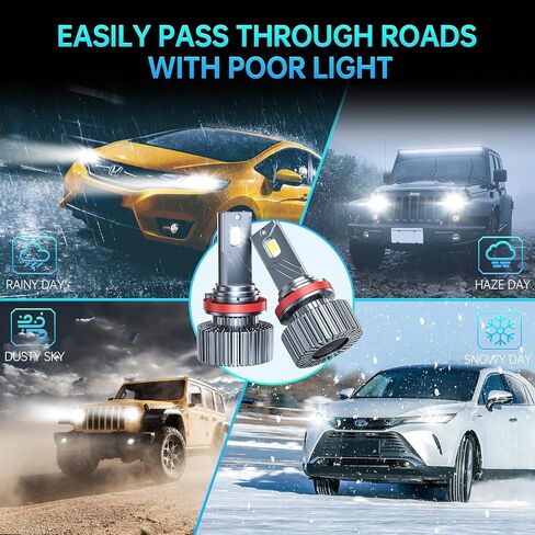 2 قطعة لمبة LED عالية الأداء H11/H8/H9 85 وات 30000LM 1000% سطوع عالي 6500K أبيض بارد مقاس 1:1 لا يتطلب وحدة فك ترميز مزدوجة مروحة توربو تبريد H11/H8/H9 لمبة بديلة لمصباح الضباب الهالوجين in Kuwait