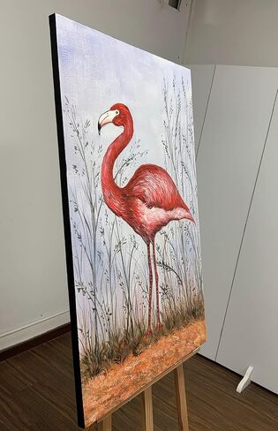 V-inspire Art، 24 × 36 بوصة فن تجريدي حديث للحائط فلامنغو حيوي مرسومة يدويًا لوحة زيتية من الأكريليك على القماش لتزيين غرفة المعيشة وغرفة النوم الملونة in Kuwait