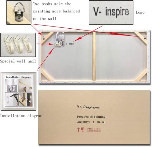 V-inspire Art، 24 × 36 بوصة فن تجريدي حديث للحائط فلامنغو حيوي مرسومة يدويًا لوحة زيتية من الأكريليك على القماش لتزيين غرفة المعيشة وغرفة النوم الملونة in Kuwait