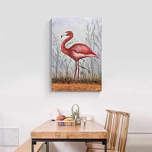 V-inspire Art، 24 × 36 بوصة فن تجريدي حديث للحائط فلامنغو حيوي مرسومة يدويًا لوحة زيتية من الأكريليك على القماش لتزيين غرفة المعيشة وغرفة النوم الملونة in Kuwait