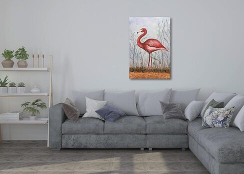 V-inspire Art، 24 × 36 بوصة فن تجريدي حديث للحائط فلامنغو حيوي مرسومة يدويًا لوحة زيتية من الأكريليك على القماش لتزيين غرفة المعيشة وغرفة النوم الملونة in Kuwait