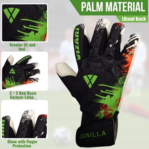 Vizari Junilla F.P. Soccer GK Goalkeeper Gloves with Finger Protection for Adults and Teens | Professional Level in Saudi Arabia