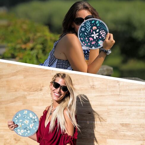 Suzile 12 Pieces Colorful Floral Round Fans Handheld Compact Cooling Fans Disc Fans Portable Hand Fan Folding for Outdoor Games Wedding Party Decorations Summer Outdoor Activity, 6 Patterns(Flower) in Saudi Arabia