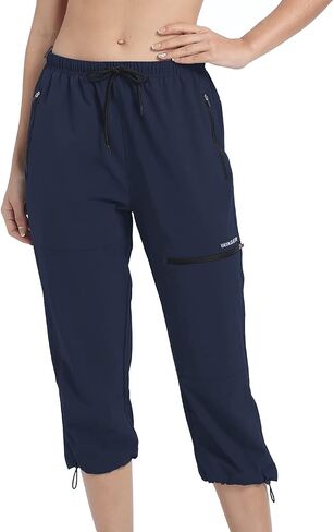 VAYAGER SPORTS Women's Outdoor Hiking Capri Pants Loose-Fit Lightweight with Zipper Pockets in Saudi Arabia