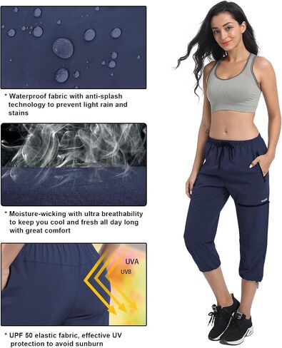 VAYAGER SPORTS Women's Outdoor Hiking Capri Pants Loose-Fit Lightweight with Zipper Pockets in Saudi Arabia