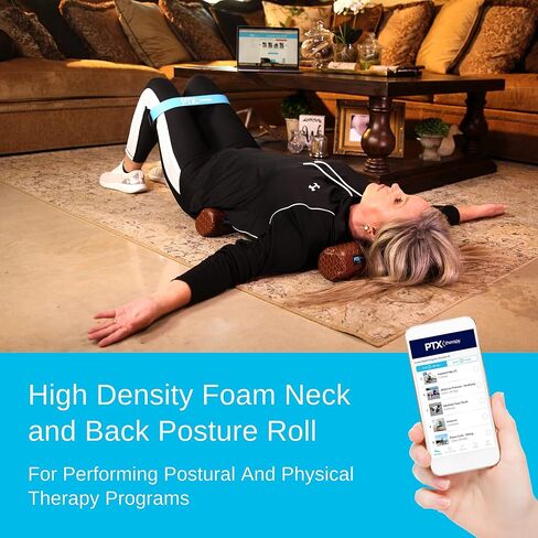 PTX Therapy - Posture Towel Roll - High Density Foam Neck & Lower Back Roll for Physical Therapy Exercise - Improve Posture & Alignment - Reduce Pain - Sweat Resistant Cover - Color: Eclipse in Saudi Arabia