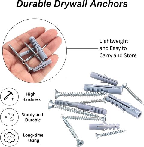 مجموعة أدوات تثبيت الحوائط الجافة مع براغي، مجموعة متنوعة من 164 قطعة من مثبتات الحوائط الجافة والمسامير، بما في ذلك 3 أحجام من براغي الرأس المسطحة مع مرساة، ومراسي حائط بلاستيكية مع منظم in Kuwait