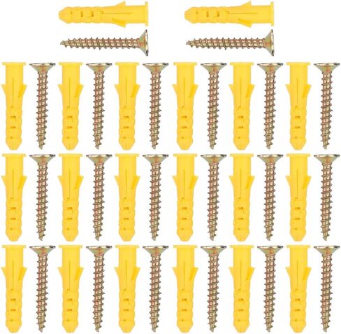 Drywall Anchor kit, 60 Pieces Plastic Expander Anchor Screw Hole Fillers and Screws Galvanized Plated for Drywall Hollow Wall Concrete Ceiling Tile Wood (M6x40mm 30set) in Kuwait