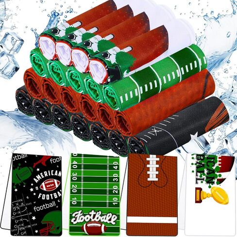 24 Pack Football Cooling Towel 40 x 12 Inch Ice Towel Breathable Chilly Towel Football Sports Towel Sweat Towel Fast Drying Towel for Neck Face Football Yoga Travel Outdoor Sport,4 Styles in Saudi Arabia