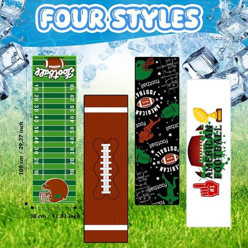 24 Pack Football Cooling Towel 40 x 12 Inch Ice Towel Breathable Chilly Towel Football Sports Towel Sweat Towel Fast Drying Towel for Neck Face Football Yoga Travel Outdoor Sport,4 Styles in Saudi Arabia