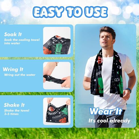 24 Pack Football Cooling Towel 40 x 12 Inch Ice Towel Breathable Chilly Towel Football Sports Towel Sweat Towel Fast Drying Towel for Neck Face Football Yoga Travel Outdoor Sport,4 Styles in Saudi Arabia