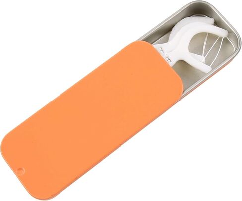 2Pcs Portable Metal Toothpicks Holder, Empty 3.15*1.3*0.51inch / 8*3.3*1.3cm Reusable Toothpick Case, Toothpick Holder Dispenser for Travel,Outdoor(Orange) in Saudi Arabia