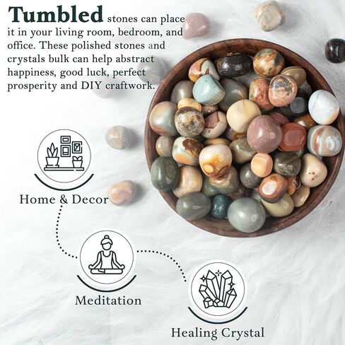 Polygram Jasper Tumbled Crystals Bulk Polished Rocks Stones Healing Crystals and Stones for Tumbling Rock Collection Vase Filler Reiki Gemstone Gifts Fountain Tumbles | Size 20-25 mm, 1lb in Saudi Arabia