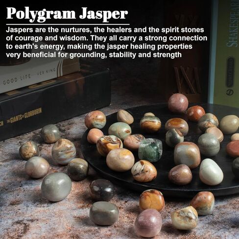 Polygram Jasper Tumbled Crystals Bulk Polished Rocks Stones Healing Crystals and Stones for Tumbling Rock Collection Vase Filler Reiki Gemstone Gifts Fountain Tumbles | Size 20-25 mm, 1lb in Saudi Arabia