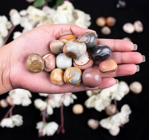 Polygram Jasper Tumbled Crystals Bulk Polished Rocks Stones Healing Crystals and Stones for Tumbling Rock Collection Vase Filler Reiki Gemstone Gifts Fountain Tumbles | Size 20-25 mm, 1lb in Saudi Arabia