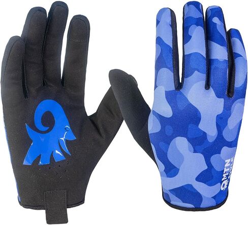 Mountain Biking Glove Blue Camo, Cycling, Motocross, MTB, BMX, Full Finger, Breathable, Lightweight, Touchscreen in Saudi Arabia