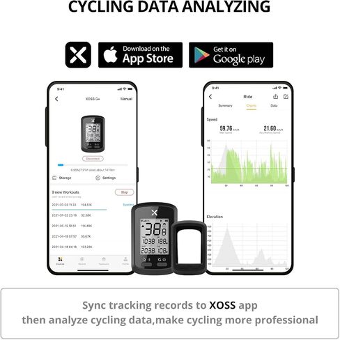 XOSS G+ GPS Wireless Bike Computer, Cycling Speedometer and Odometer Bluetooth Ant+ Sensor Support with Black Cover, IPX7 Waterproof 3 Satellites Positioning for All Cycling Bikes in Saudi Arabia