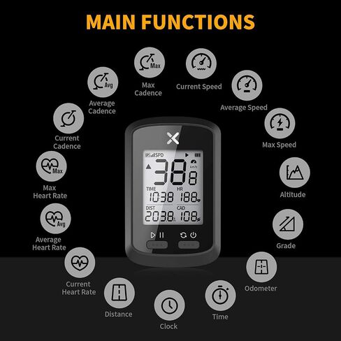 XOSS G+ GPS Wireless Bike Computer, Cycling Speedometer and Odometer Bluetooth Ant+ Sensor Support with Black Cover, IPX7 Waterproof 3 Satellites Positioning for All Cycling Bikes in Saudi Arabia