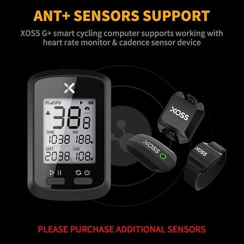 XOSS G+ GPS Wireless Bike Computer, Cycling Speedometer and Odometer Bluetooth Ant+ Sensor Support with Black Cover, IPX7 Waterproof 3 Satellites Positioning for All Cycling Bikes in Saudi Arabia