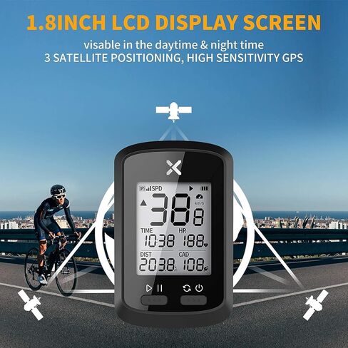 XOSS G+ GPS Wireless Bike Computer, Cycling Speedometer and Odometer Bluetooth Ant+ Sensor Support with Black Cover, IPX7 Waterproof 3 Satellites Positioning for All Cycling Bikes in Saudi Arabia