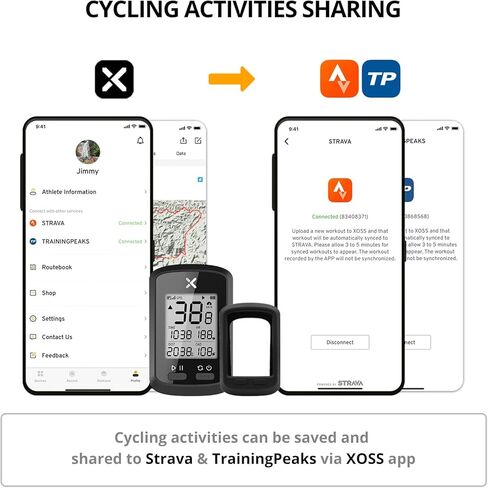 XOSS G+ GPS جهاز كمبيوتر لاسلكي للدراجة، عداد سرعة ركوب الدراجات وعداد المسافات بلوتوث Ant+ مستشعر دعم مع غطاء أسود، IPX7 مقاوم للماء 3 مواقع أقمار صناعية لجميع دراجات ركوب الدراجات in Kuwait