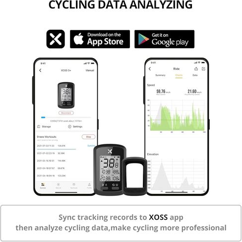 XOSS G+ GPS جهاز كمبيوتر لاسلكي للدراجة، عداد سرعة ركوب الدراجات وعداد المسافات بلوتوث Ant+ مستشعر دعم مع غطاء أسود، IPX7 مقاوم للماء 3 مواقع أقمار صناعية لجميع دراجات ركوب الدراجات in Kuwait