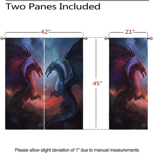 Dragon Blackout Curtains for Girls Boys Kids Home Decor, Black White Dragon Medieval Magical Fantasy Grommet Thermal Insulated Drapes Darkening Window Curtain for Bedroom Living Room, 42 x 45 Inch in Saudi Arabia