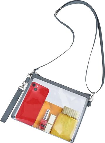 محفظة شفافة من MAY TREE لمناسبات مهرجان الحفلات الموسيقية، معتمدة من Clear Bag Stadium للنساء والرجال، رمادي in Kuwait