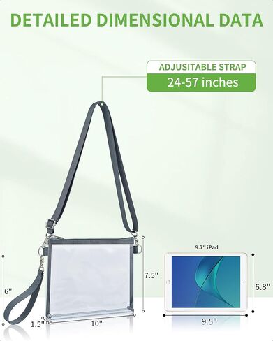 محفظة شفافة من MAY TREE لمناسبات مهرجان الحفلات الموسيقية، معتمدة من Clear Bag Stadium للنساء والرجال، رمادي in Kuwait