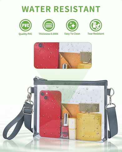 محفظة شفافة من MAY TREE لمناسبات مهرجان الحفلات الموسيقية، معتمدة من Clear Bag Stadium للنساء والرجال، رمادي in Kuwait