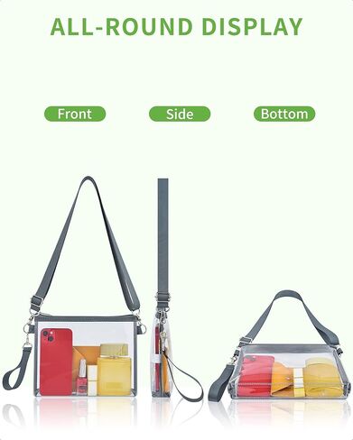 محفظة شفافة من MAY TREE لمناسبات مهرجان الحفلات الموسيقية، معتمدة من Clear Bag Stadium للنساء والرجال، رمادي in Kuwait