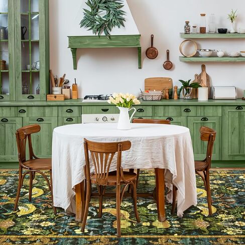 سجادة المدخل - 2'x3' سجادة بوهو ناعمة ذات كومة منخفضة وقابلة للغسل، سجاد صغير غير قابل للانزلاق داخلي للباب الأمامي ومدخل المطبخ والحمام، سجادة عتيقة مقاومة للبقع (كاكي، 2x3 قدم) in Kuwait