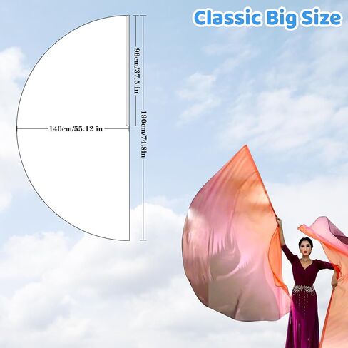 2 Sets of 55 x 78" Dance Metallic Semicircle Worship Angel Wing Flags with Scalable Rods - Praise Flags Worship Silk Flex Flag for Dance Church Performance-green-purple in Saudi Arabia