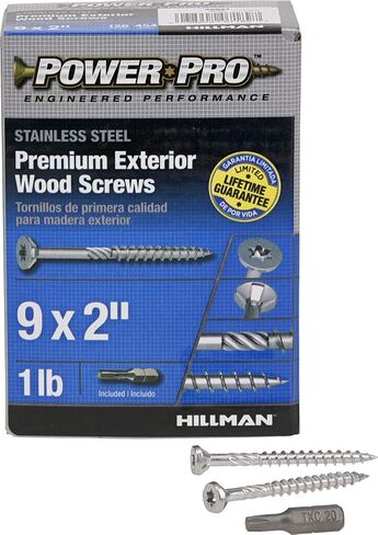 48621 Wood Screws, #9 x 2", Premium Stainless Marine Screws, Rust Resistant , Stainless Steel, 1lb Box, 126 pcs in Saudi Arabia