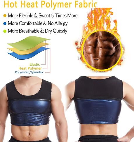 Men's Sauna Vest Workout Sauna Sweat Vest Tank Top for Men Sweat Enhancing Vest Waist Trainer for Men in Saudi Arabia
