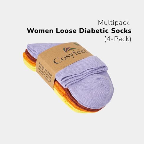 Cosyfeel® جوارب الكاحل النسائية الفضفاضة لمرضى السكري 4 أزواج من مادة الخيزران الناعمة المتينة مع مقدمة غير ملحومة in Kuwait