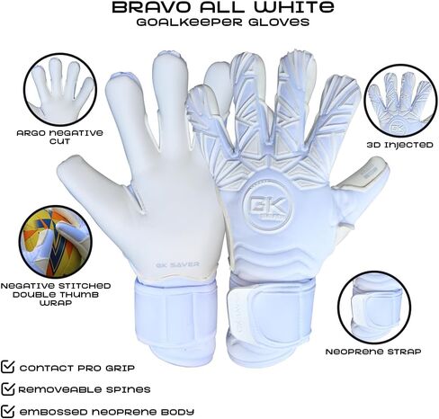 GK Saver Bravo Series Football Goalkeeper Goalie Gloves| Anti-Slip Palms| Savefingers Technology|Goalkeeping Soccer Gloves Size 6 to 11 in Saudi Arabia