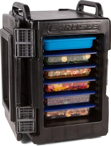 منتجات Carlisle FoodService Products Cateraide IT End Loading معزول حاملة الطعام تحمل 6 مقالي كاملة الحجم 2.5 بوصة مع مقابض لتقديم الطعام والمطابخ والمطاعم، بلاستيك، أسود in Saudi Arabia