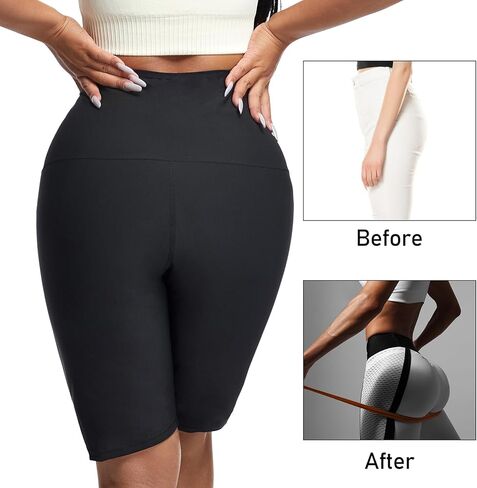 Sauna suit Shorts Pants Thigh Workout Gym Exercise Waist Trainer for Women Leggings Body Shaper Thighs Tummy Control in Saudi Arabia