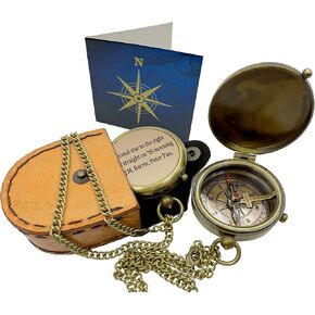 Second Star to The Right J. M. Barrie, Peter Pan Engraved handmade Brass Compass for Anniversary, Birthday, Graduation Day, Confirmation Gift, Valentine Gift Parting Gift with Leather Case. C-3279